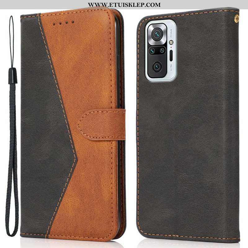 Etui Folio do Xiaomi Redmi Note 10 Pro Dwukolorowa Trójkątna Sztuczna Skóra